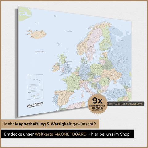 Europa-Karte TRAVEL® Magnet-Poster – Multicolor Atlas