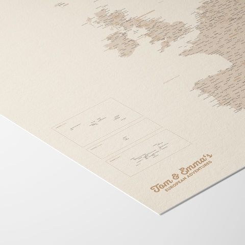 Europa-Karte als Poster gedruckt auf Hahnemühle Photo Rag Papier