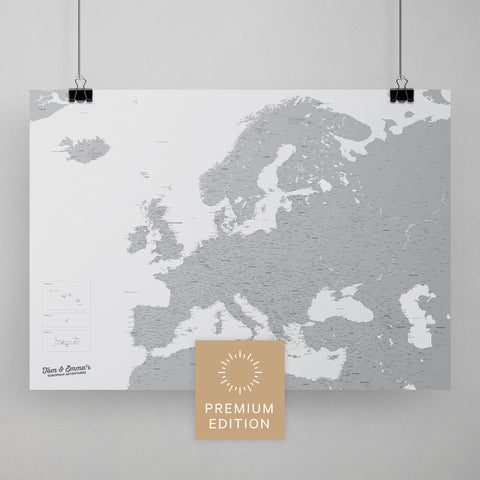 Europa Karte Travel zum Pinnen von Reisen in Coolgray als Poster kaufen