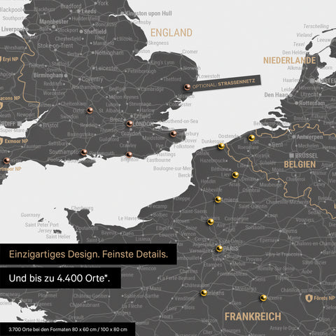 Moderne Europa Landkarte in der Farbe Light Gray als Poster mit einem Ausschnitt von Italien, Kroatien und Griechenland