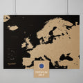 Europa Karte in der Farbe Sonar Black (Schwarz-Gold) in einem modernen, minimalistischem Design als Poster kaufen