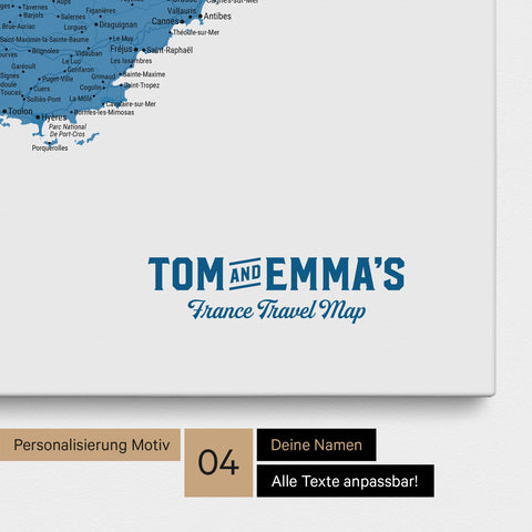 Carte de France TRAVEL® à épingles – Bleu Océan