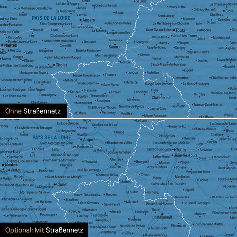 Carte de France TRAVEL® à épingles – Bleu Océan