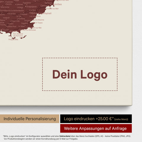 Carte de France TRAVEL® à épingles – Bordeaux Rouge