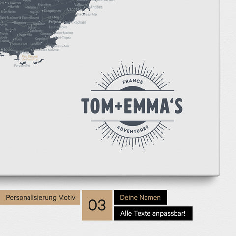 Carte de France TRAVEL® à épingles – Bleu Denim