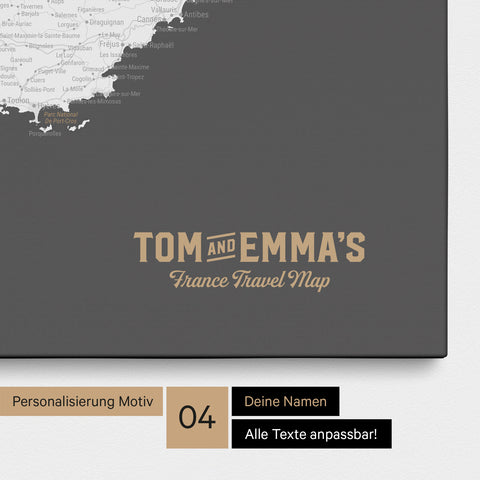 Carte de France TRAVEL® à épingles – Gris foncé