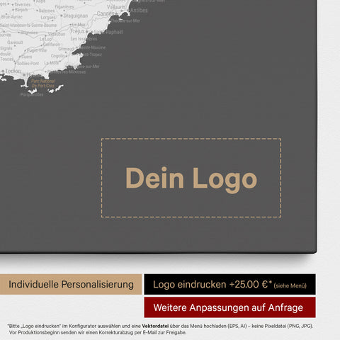 Carte de France TRAVEL® à épingles – Gris foncé