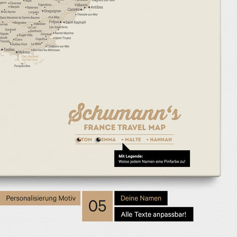 Carte de France TRAVEL® à épingles – Or