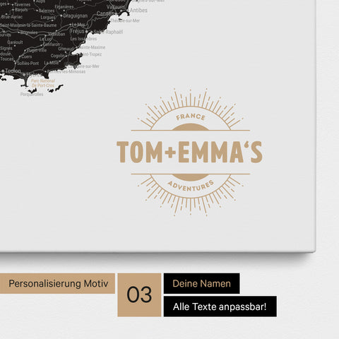 Carte de France TRAVEL® à épingles – Noir clair