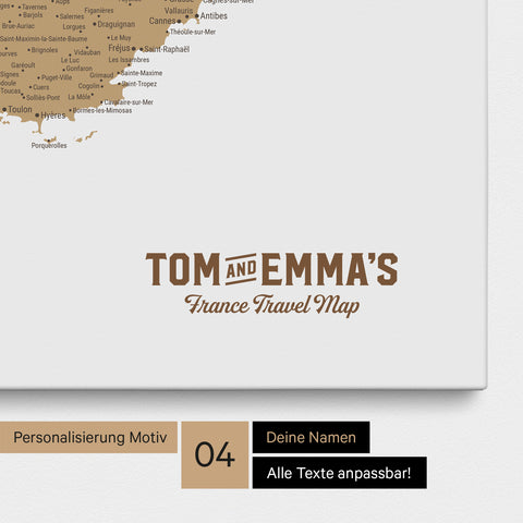 France Push Pin Map TRAVEL® (Pinboard) – Multicolor Beige