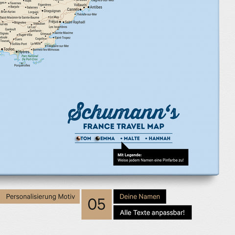 Carte de France TRAVEL® à épingles – Multicolore Classique