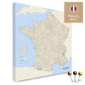 Frankreich-Landkarte in der Farbe Multicolor Classic in einem modernen, minimalistischem Design als Leinwand zum Pinnen von Reisen und Orten