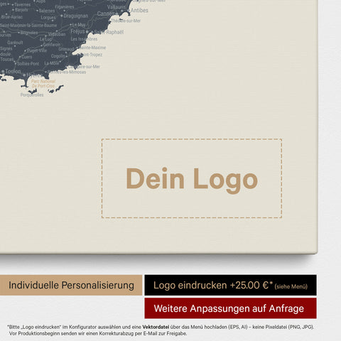 Carte de France TRAVEL® à épingles – Bleu marine clair