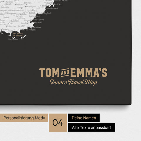 Carte de France TRAVEL® à épingles – Noir foncé (Noir et blanc)