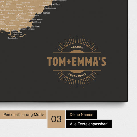 Carte de France TRAVEL® à épingles – Sonar Black