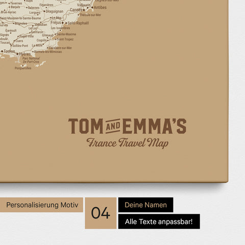 Carte de France TRAVEL® à épingles – Or Trésor