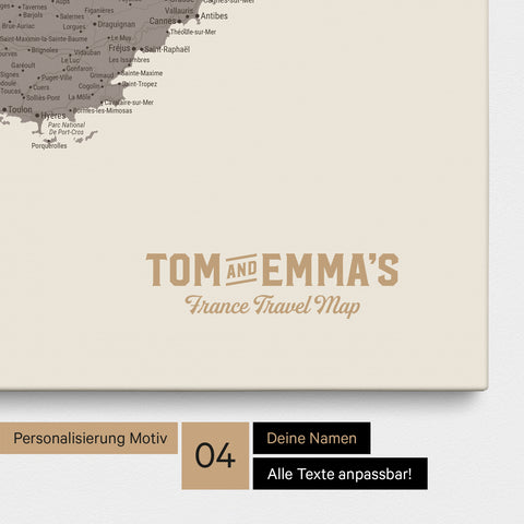 Carte de France TRAVEL® à épingles – Warmgray