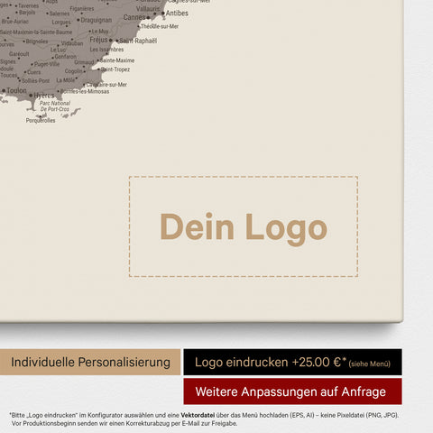 Carte de France TRAVEL® à épingles – Warmgray