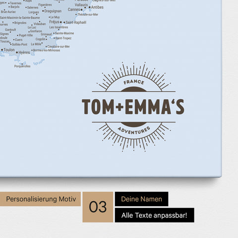 Carte politique de France TRAVEL® à épingles – Multicolore Atlas