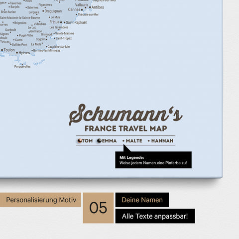 Carte politique de France TRAVEL® à épingles – Multicolore Atlas