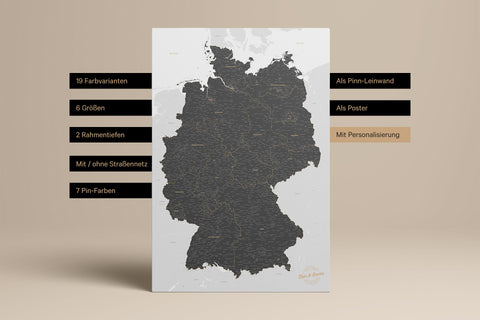 Hightlights unserer Deutschland-Karte als Pinn-Leinwand