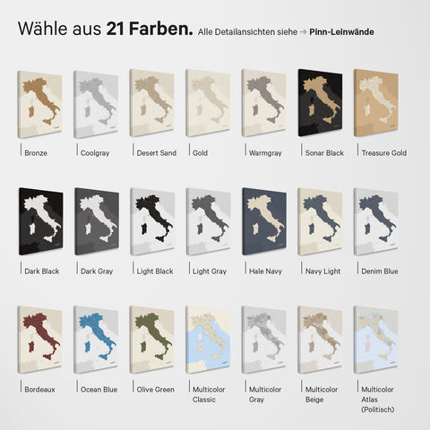 Italien-Karte TRAVEL® Premium Poster – in 21 Farben