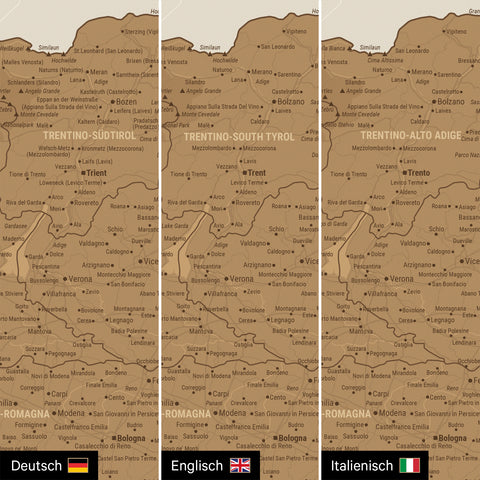 Italien-Karte TRAVEL® Premium Poster – in 21 Farben