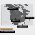 Vielfältige Konfigurationsmöglichkeiten einer Kanada & USA Landkarte als Pinn-Leinwand in Farbe Light Gray