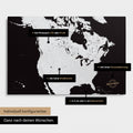 Vielfältige Konfigurationsmöglichkeiten einer Kanada & USA Landkarte als Pinn-Leinwand in Farbe Schwarz-Weiss