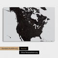 Neutrale und schlichte Ausführung einer Kanada & USA Karte als Pinn-Leinwand in Weiss-Schwarz