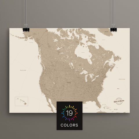 Kanada & USA Landkarte mit sehr hohem Detailgrad als Poster kaufen