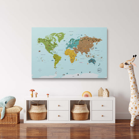 Children's World Map Canvas Pinboard – MULTICOLOR® Classic