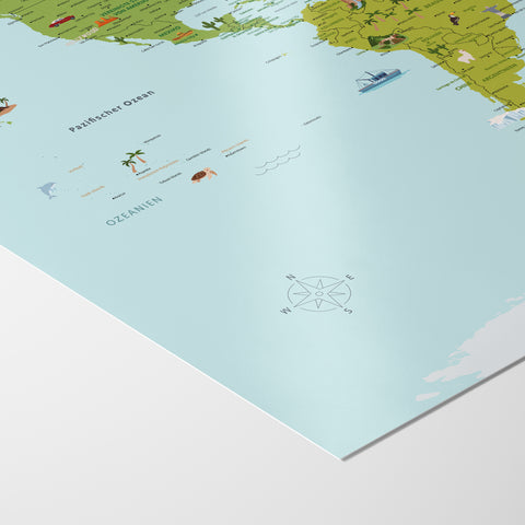 Weltkarte für Kinder als Poster, gedruckt auf Sihl Bilderdruck Papier