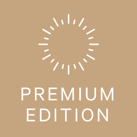 Label der Premium Edition von Weltkarten in warmen Erdtönen oder Edelmetall-Farben