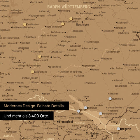 DACH Map TRAVEL® Magnet Poster – in 21 Colors