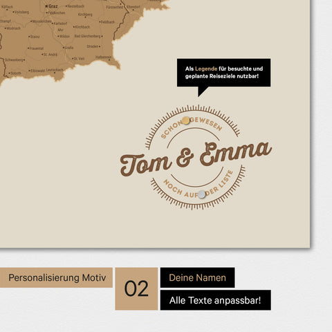 Alternatives rundes Motiv für eine Personalisierung mit deinem Namen auf einer DACH-Karte als Magnet-Poster