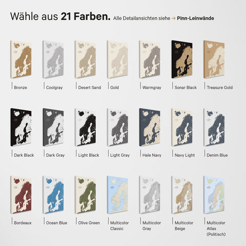 Carte de Scandinavie TRAVEL® Poster magnétique – en 21 couleurs