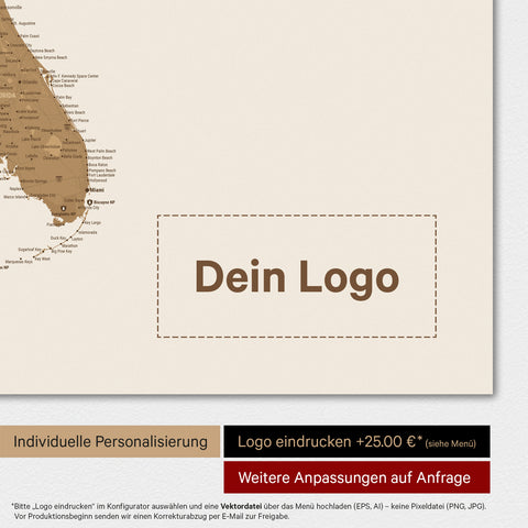 Carte des USA TRAVEL® Poster magnétique – en 21 couleurs