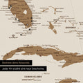 Detaillierte Nordamerika Karte als Pinn-Leinand in Bronze zeigt Pins ins Reisezielen von Florida und Kuba