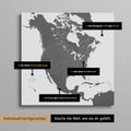 Vielfältige Konfigurationsmöglichkeiten einer Nordamerika Landkarte als Pinn-Leinwand in Farbe Light Gray