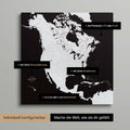 Vielfältige Konfigurationsmöglichkeiten einer Nordamerika Landkarte als Pinn-Leinwand in Farbe Schwarz-Weiss