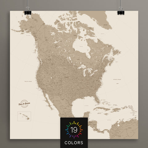 Nordamerika Landkarte mit sehr hohem Detailgrad als Poster kaufen