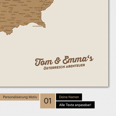 Carte d'Autriche TRAVEL® Tableau magnétique – en 21 couleurs