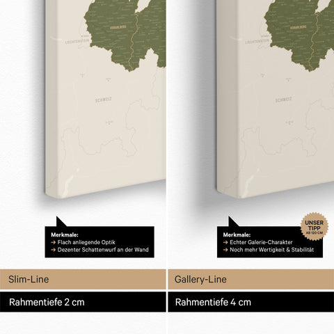Austria Map TRAVEL® Canvas Push Pin Board – Olive Green