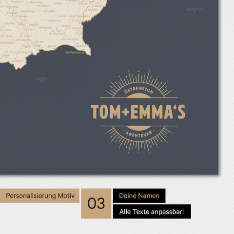 Austria Map TRAVEL® Premium Poster – in 18 colors