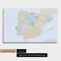 Neutrale Standard Ausführung der detaillierten politischen Spanien- & Portugal-Karte als Pinnwand Leinwand ohne Personalisierung