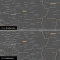 Schweiz-Karte Leinwand in Dunkelgrau wahlweise mit oder ohne Straßennetz