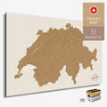 Magnetische Schweiz-Karte in Bronze als Magnetboard zum Pinnen und Markieren von Reisezielen kaufen