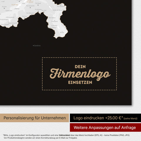 Magnetische Schweiz-Karte TRAVEL® Magnetboard – Dark Black