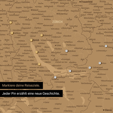 Schweiz-Karte TRAVEL® Magnet-Poster – in 21 Farben